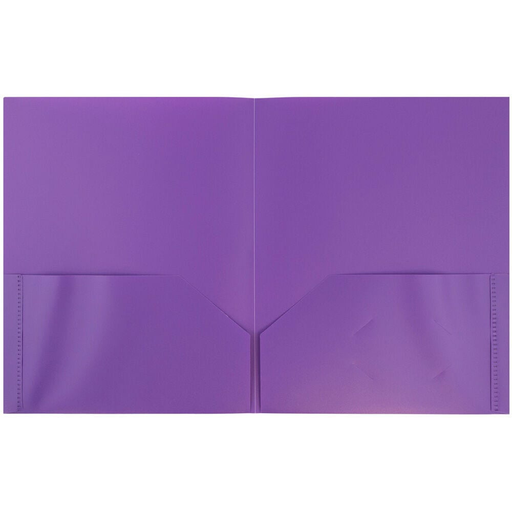 JAM Paper Plastic 2 Pocket School POP Folders, Purple, 3/Pack