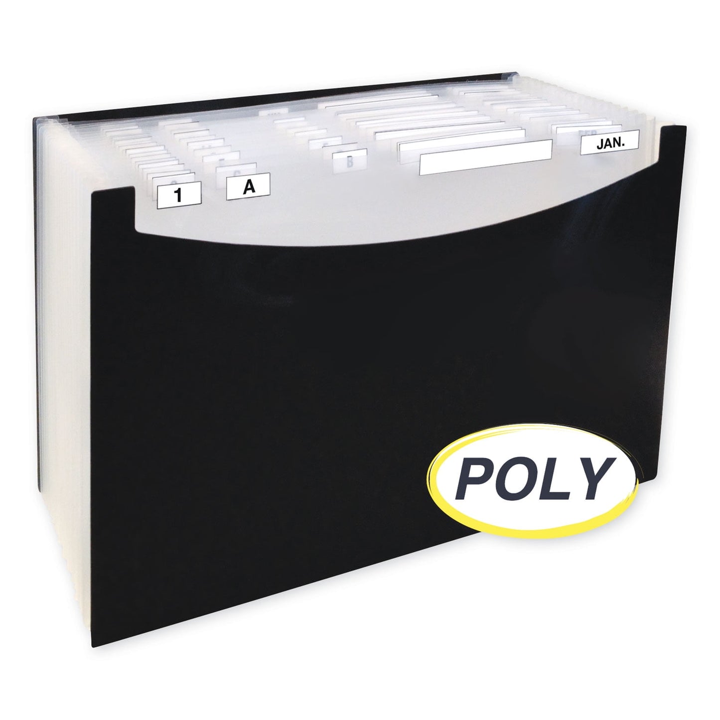 21-Pocket Stand-Up Design Expanding File, 12" Expansion, 21 Sections, 1/21-Cut Tab, Legal Size, Black