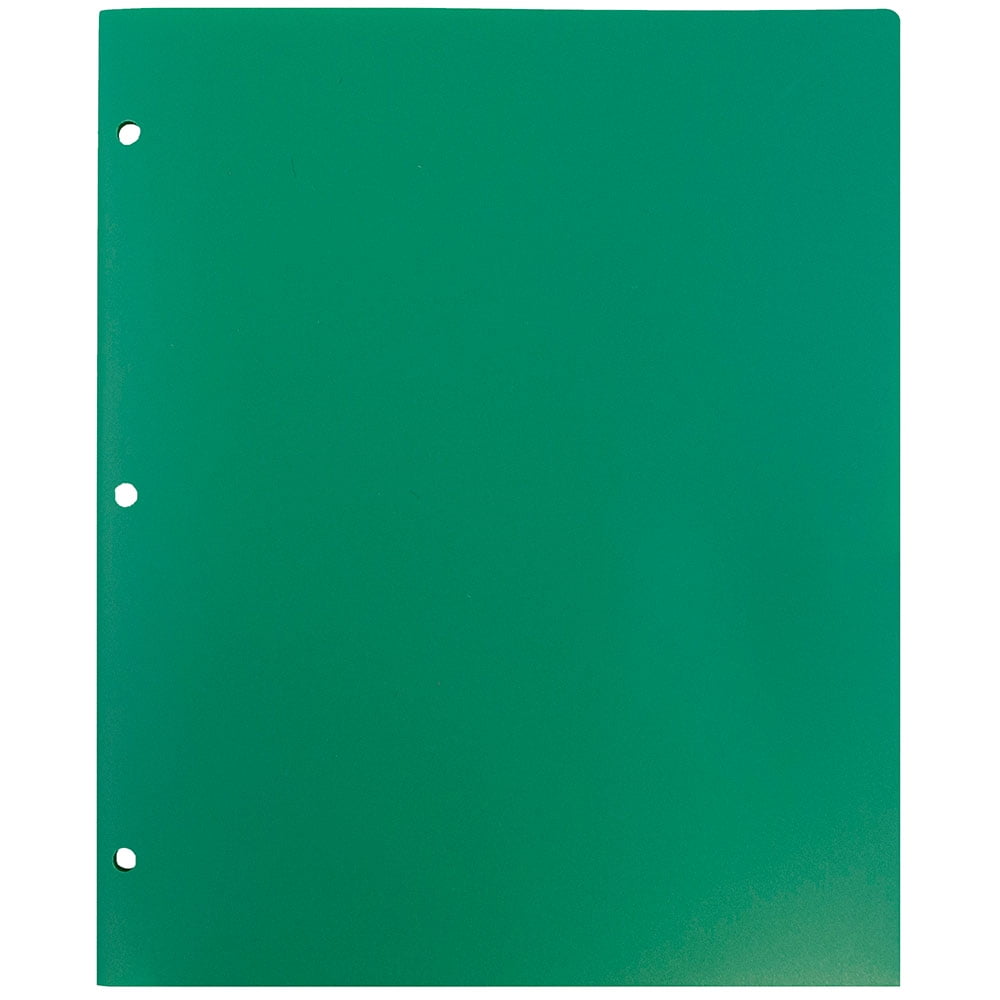 JAM Paper Heavy Duty Plastic 3 Hole Folders with Pockets, Green, 6 per Pack