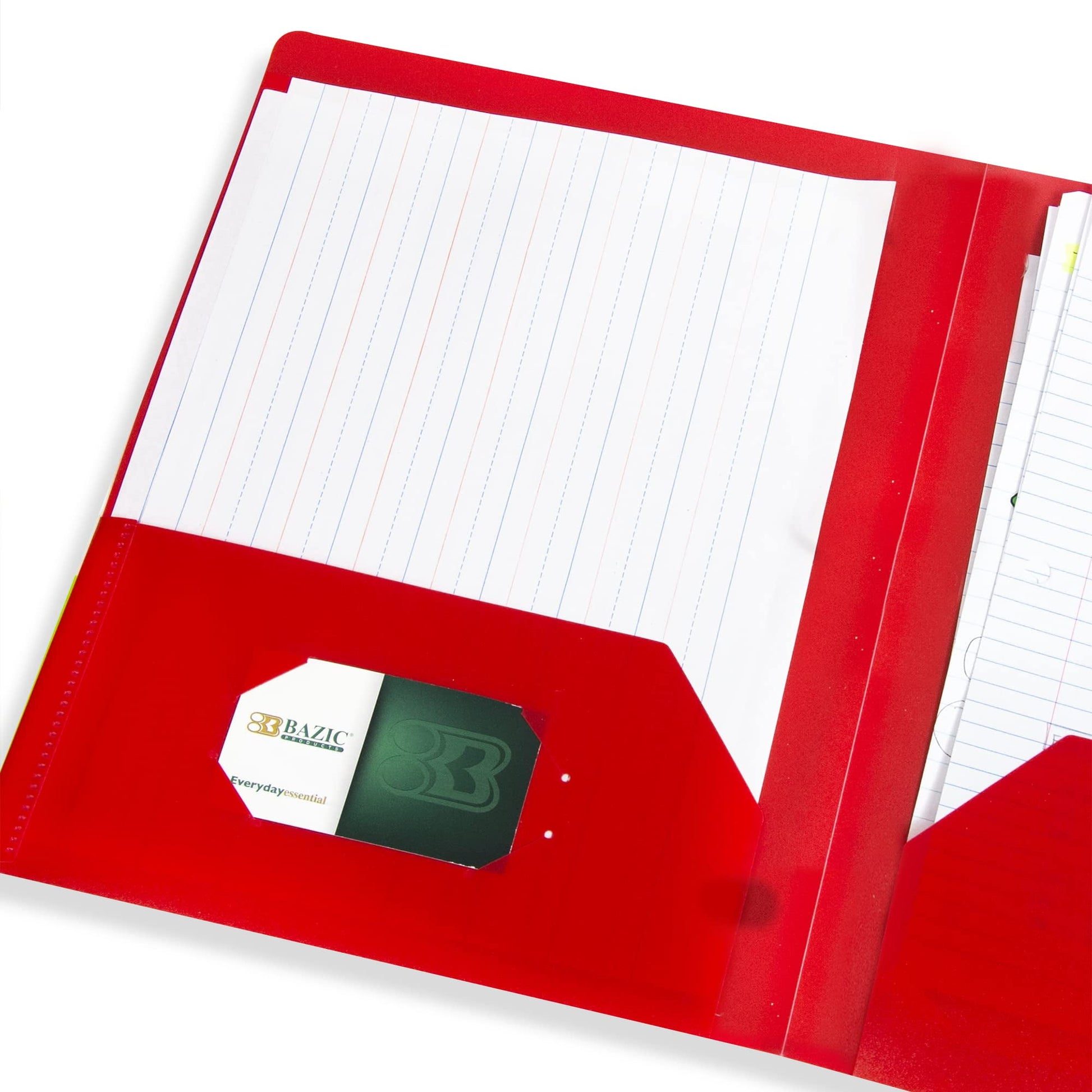 BAZIC Solid Color 2-Pockets Poly Portfolio [3158]